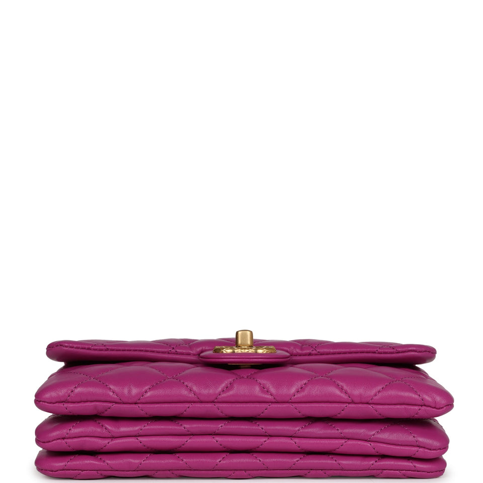 Chanel Small Crush Flap Bag Purple Shiny Aged Calfskin Brushed Gold Hardware