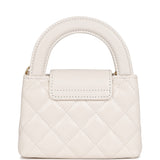 Chanel Nano Kelly Shopper White Shiny Aged Calfskin Brushed Gold Hardware