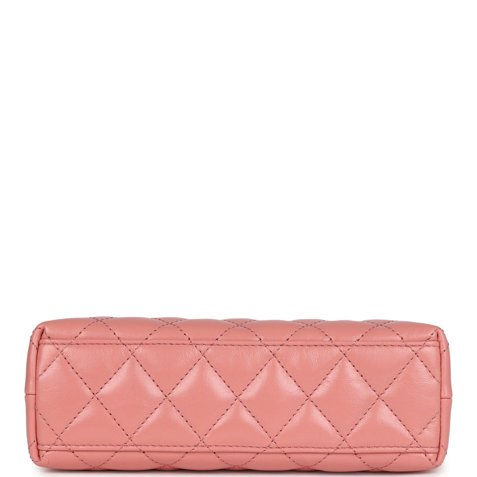 Chanel Small Kelly Shopper Pink Shiny Aged Calfskin Brushed Gold Hardware
