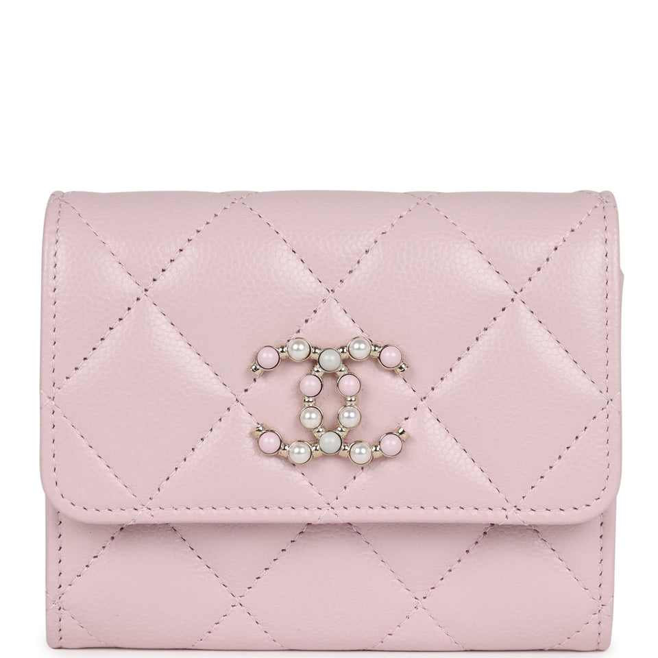Chanel Mini Crossbody Wallet Pink Caviar Light Gold Hardware