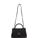 Chanel Small Coco Handle Flap Bag Black Caviar Gold Hardware