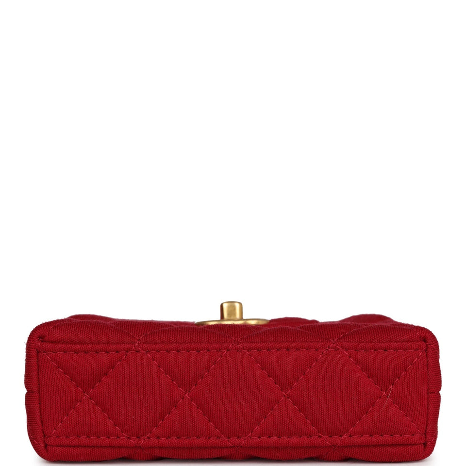 Chanel Nano Kelly Shopper Red Jersey Brushed Gold Hardware