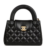 Chanel Small Kelly Shopper Black Shiny Aged Calfskin Brushed Gold Hardware