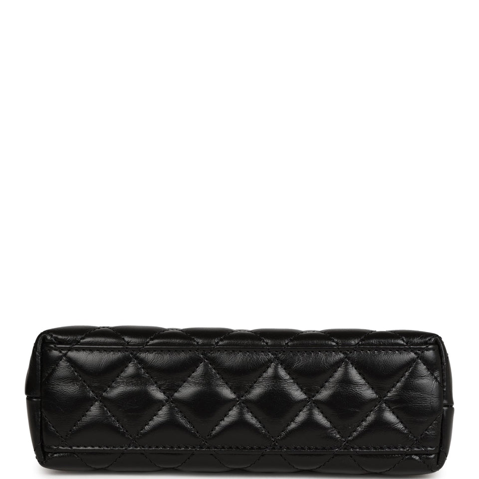 Chanel Small Kelly Shopper Black Shiny Aged Calfskin Brushed Gold Hardware