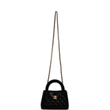 Chanel Small Kelly Shopper Black Shiny Aged Calfskin Brushed Gold Hardware