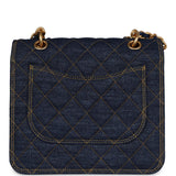 Chanel Square Flap Blue Denim Antique Gold Hardware