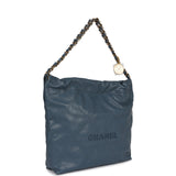 Chanel Small 22 Bag Blue Caviar Gold Hardware
