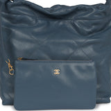Chanel Small 22 Bag Blue Caviar Gold Hardware