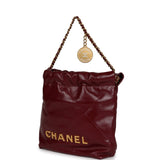 Chanel Mini 22 Bag Burgundy Calfskin Gold Hardware