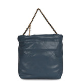 Chanel Mini 22 Bag Blue Pebbled Calfskin Gold Hardware