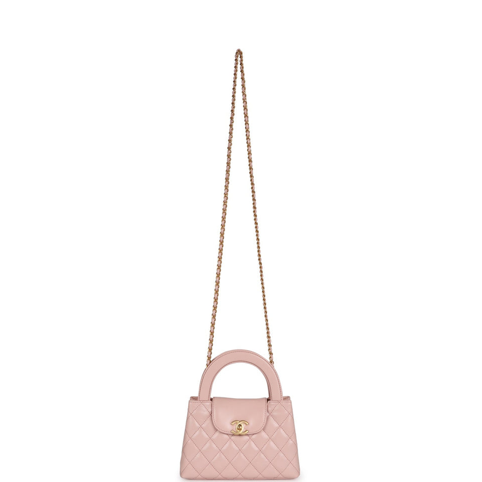Chanel Small Kelly Shopper Light Pink Shiny Aged Calfskin Brushed Gold Hardware