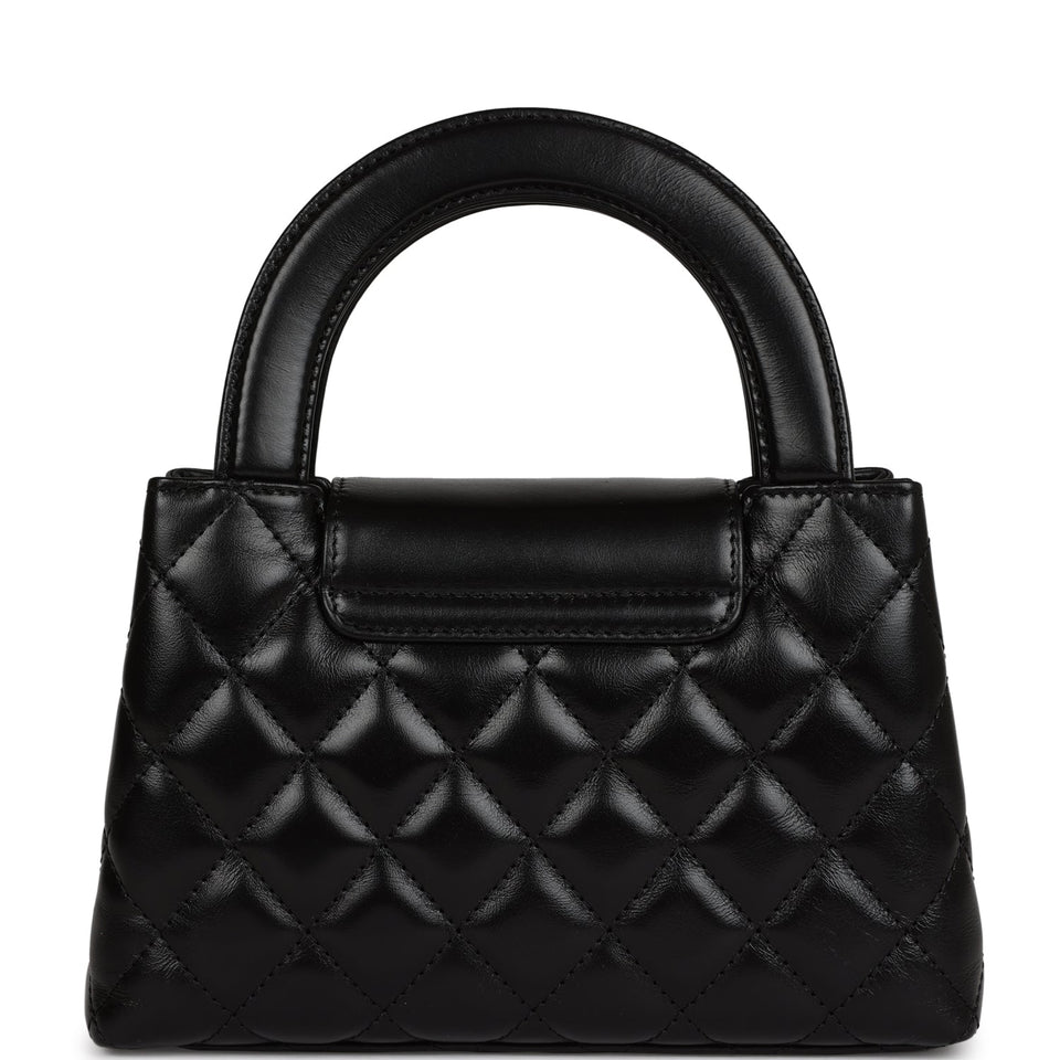 Chanel Small Kelly Shopper Black Shiny Aged Calfskin Brushed Gold Hardware