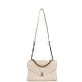 Chanel Coco Chevron Flap Bag Ivory Lambskin Light Gold Hardware