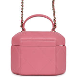 Chanel Mini Hexagon Top Handle Vanity Case Dark Pink Lambskin Gold Hardware