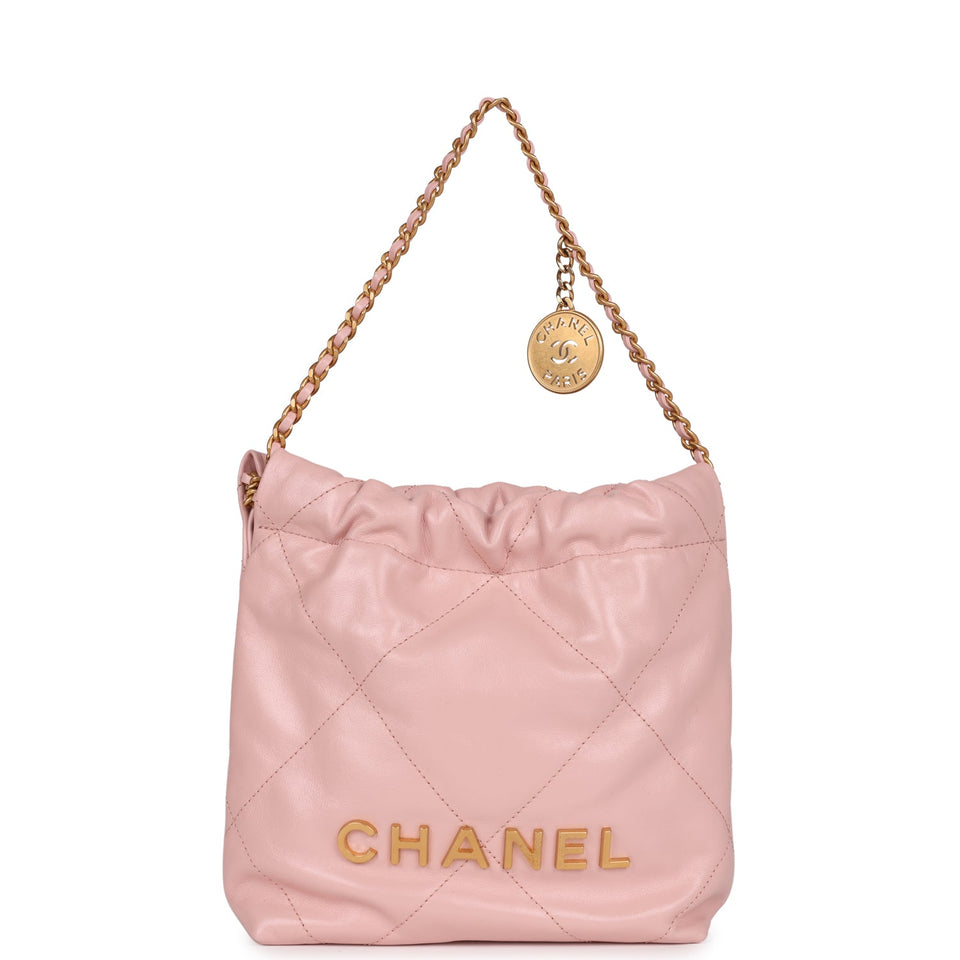 Chanel Mini 22 Bag Pink Calfskin Gold Hardware