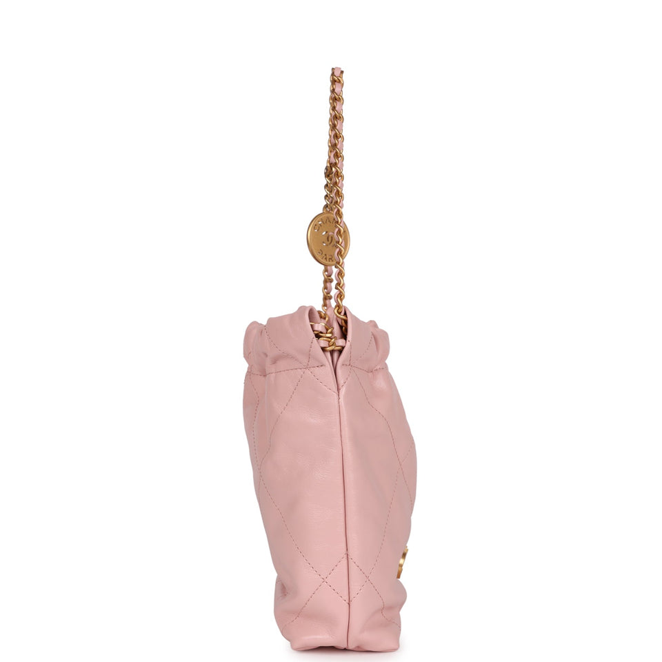 Chanel Mini 22 Bag Pink Calfskin Gold Hardware