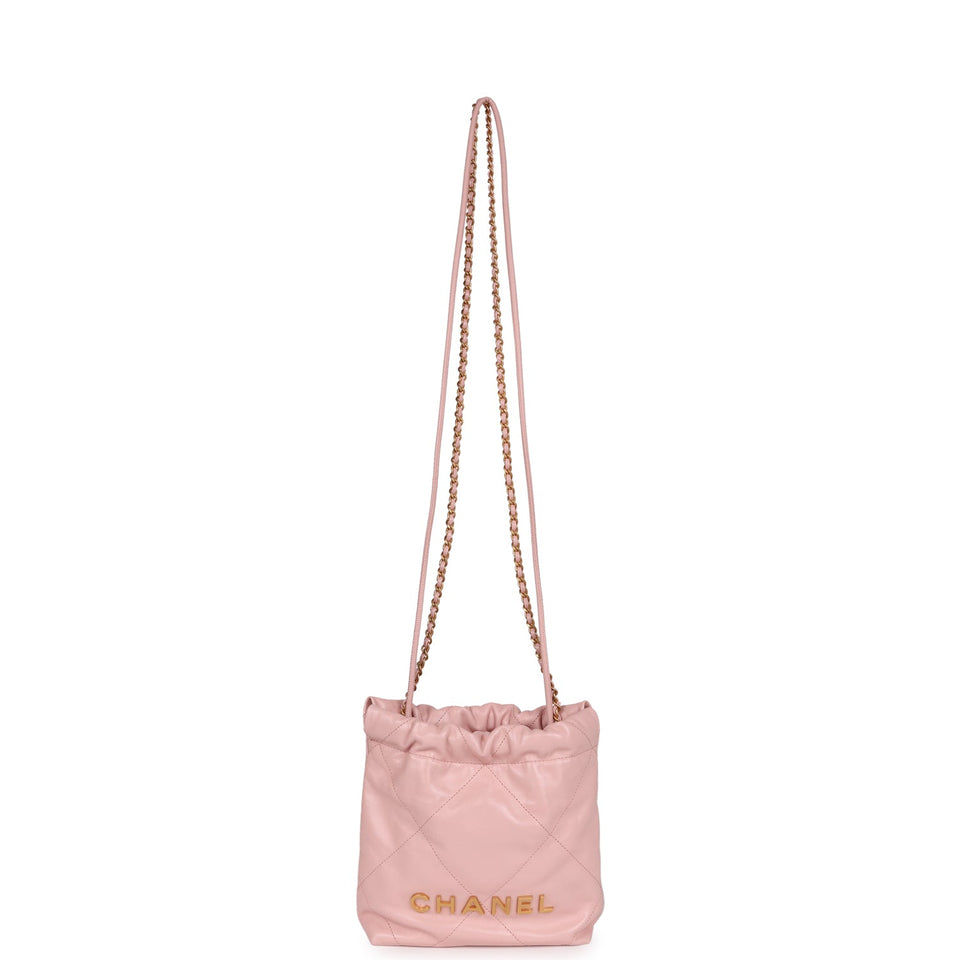 Chanel Mini 22 Bag Pink Calfskin Gold Hardware