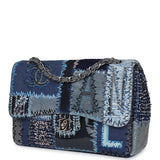 Chanel Jumbo Flap Bag Blue Patchwork Denim Silver Hardware