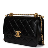 Chanel Small Perfect Fit Flap Black Shiny Calfskin Brushed Gold Hardware
