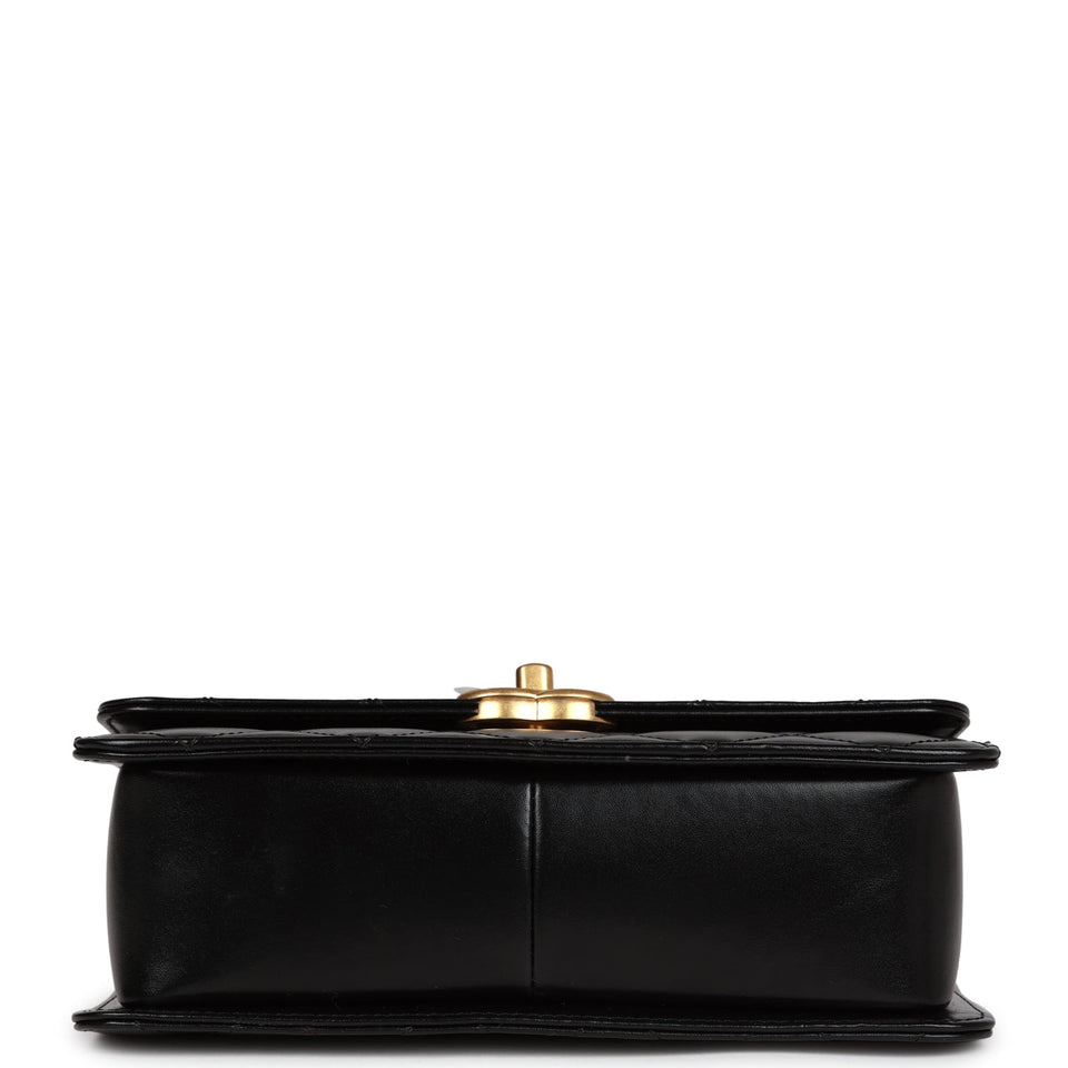 Chanel Small Perfect Fit Flap Black Shiny Calfskin Brushed Gold Hardware