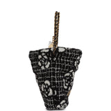 Chanel Mini 22 Bag Black and White Floral Tweed Gold Hardware