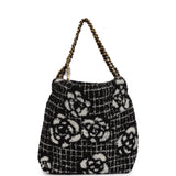 Chanel Mini 22 Bag Black and White Floral Tweed Gold Hardware
