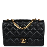 Chanel Small Crush Flap Bag Black Shiny Aged Calfskin Brushed Gold Hardware