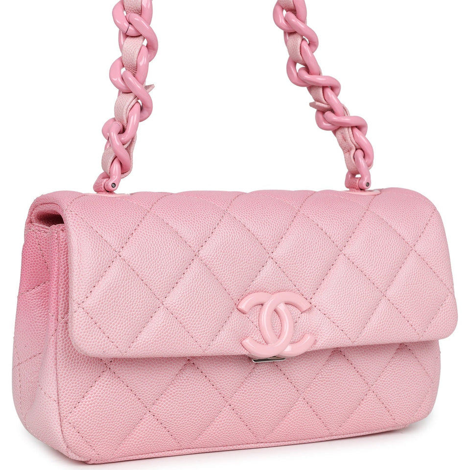 Chanel Mini Flap Bag Pink Ombre Caviar Lacquered Metal Hardware