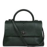 Chanel Medium Coco Handle Flap Bag Dark Green Python Ruthenium Hardware