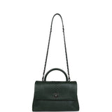Chanel Medium Coco Handle Flap Bag Dark Green Python Ruthenium Hardware