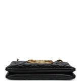 Chanel CC Small Shoulder Bag Black Lambskin Antique Gold Hardware