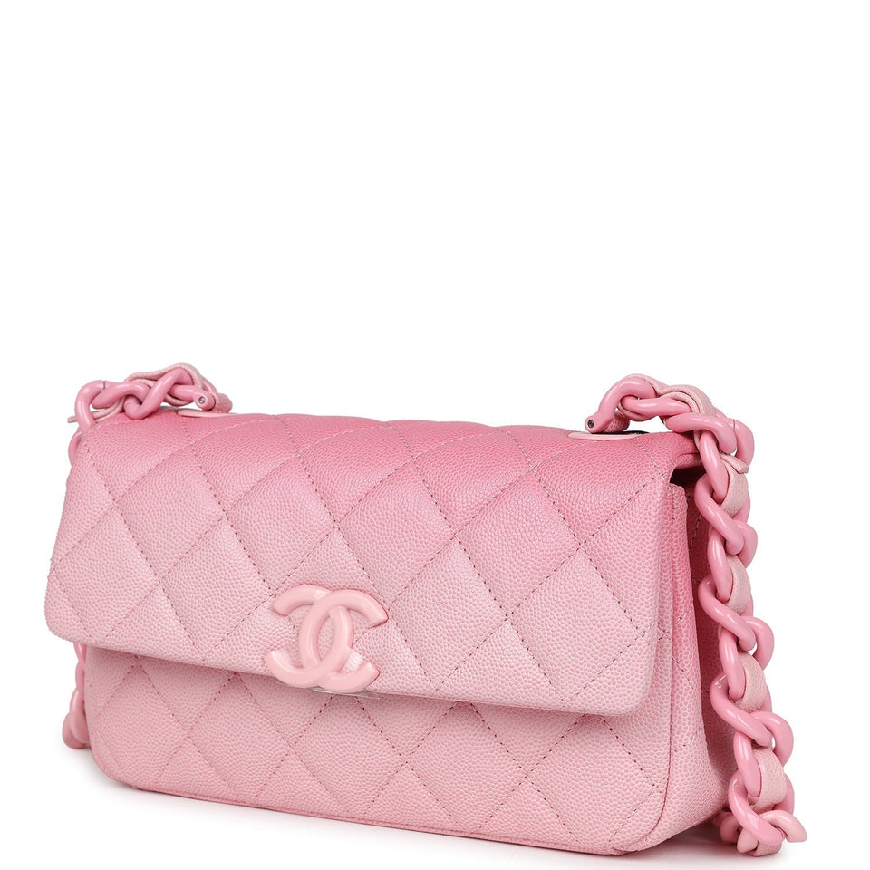 Chanel Mini Flap Bag Pink Ombre Caviar Lacquered Metal Hardware