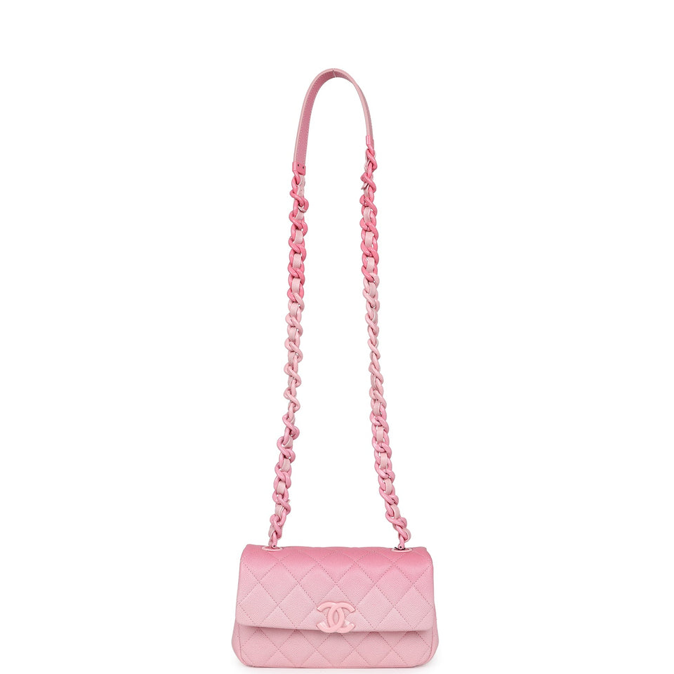 Chanel Mini Flap Bag Pink Ombre Caviar Lacquered Metal Hardware