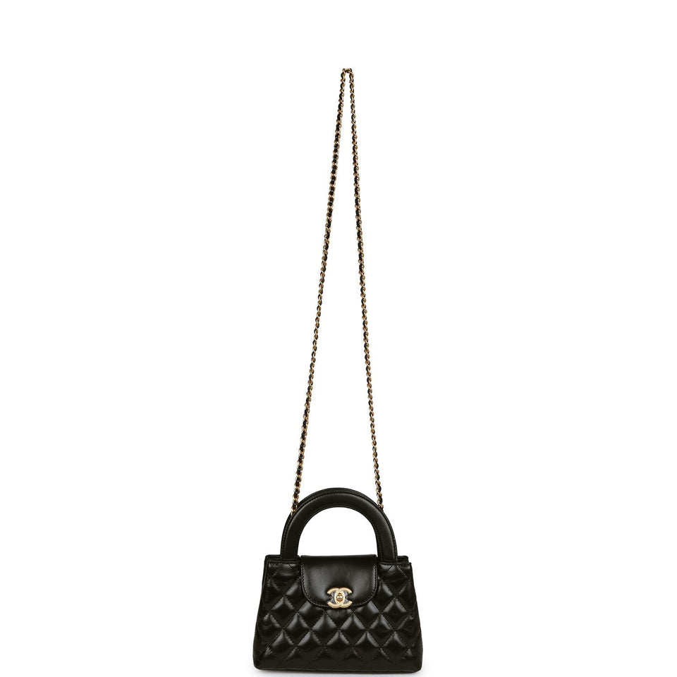 Chanel Small Kelly Shopper Black Shiny Aged Calfskin Brushed Gold Hardware