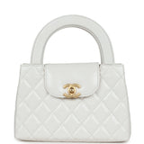 Chanel Small Kelly Shopper White Shiny Aged Calfskin Brushed Gold Hardware