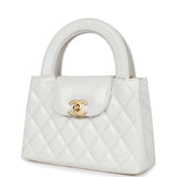 Chanel Small Kelly Shopper White Shiny Aged Calfskin Brushed Gold Hardware