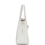 Chanel Small Kelly Shopper White Shiny Aged Calfskin Brushed Gold Hardware