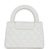 Chanel Small Kelly Shopper White Shiny Aged Calfskin Brushed Gold Hardware
