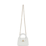 Chanel Small Kelly Shopper White Shiny Aged Calfskin Brushed Gold Hardware