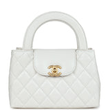 Chanel Small Kelly Shopper White Shiny Aged Calfskin Brushed Gold Hardware