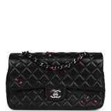 Chanel Medium Lady Bug Single Flap Bag Black Lambskin Silver Hardware