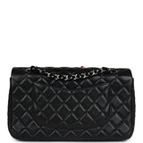 Chanel Medium Lady Bug Single Flap Bag Black Lambskin Silver Hardware
