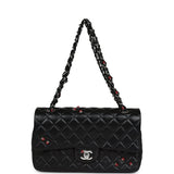 Chanel Medium Lady Bug Single Flap Bag Black Lambskin Silver Hardware