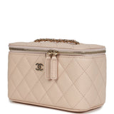 Chanel Small Vanity Case Light Beige Caviar Light Gold Hardware