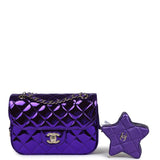 Chanel Mini Flap Bag & Star Coin Purse Purple Mirror Calfskin/Metallic Calfskin Light Gold Hardware
