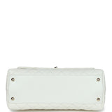 Chanel Medium Coco Handle Flap Bag White Caviar Light Gold Hardware