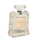 Chanel Minaudiere No. 5 Perfume Clutch Transparent Plexiglass Light Gold Hardware