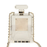 Chanel Minaudiere No. 5 Perfume Clutch Transparent Plexiglass Light Gold Hardware