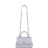 Chanel Small Coco Handle Flap Bag Light Purple Caviar Light Gold Hardware