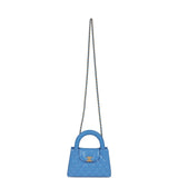 Chanel Small Kelly Shopper Blue Shiny Aged Calfskin Brushed Gold Hardware